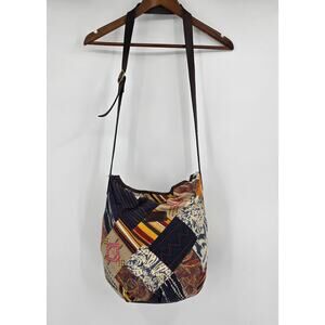 Vintage Lucky Brand Patchwork Boho Crossbody Bag Festival Artisan Hobo